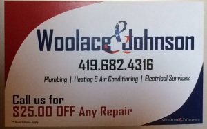 The large banner with Woolace & Johnsons "contact us" information.