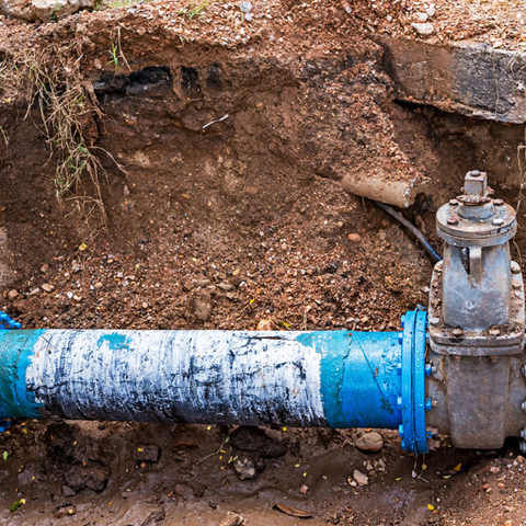 Water line dug up for repair